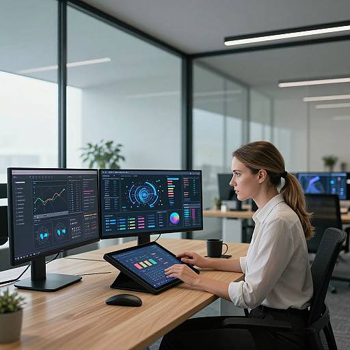 Modern Minimalist Office with Digital Interfaces