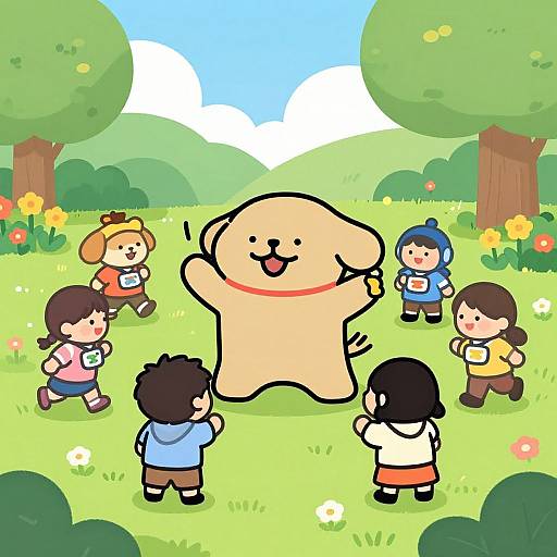 Duggee-Inspired Playful Dog Cartoon