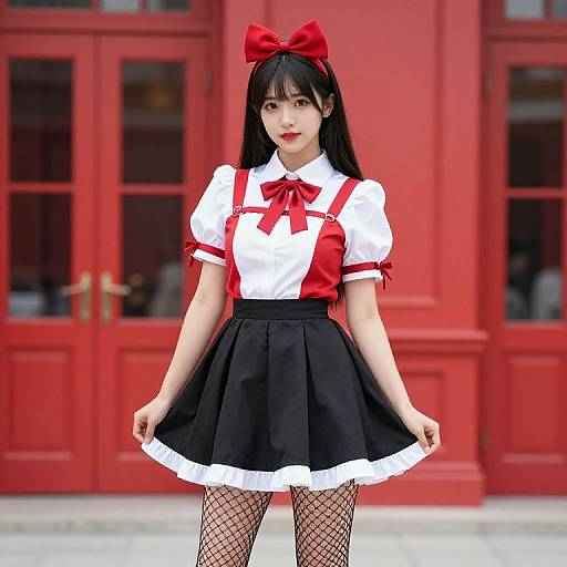 Female in Red and White Outfit
