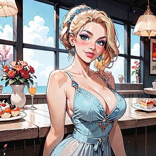 Elegant Blonde in Luxurious Evening Gown