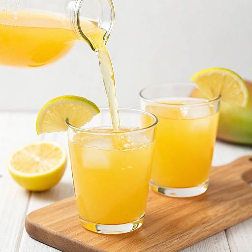 Golden Mango Lemonade Pouring Scene