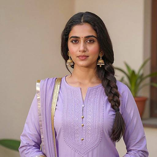 Young Woman in Light Purple Salwar Kameez