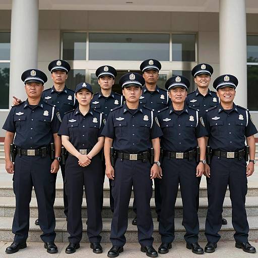 Group Portrait of Police Officers in Uniform