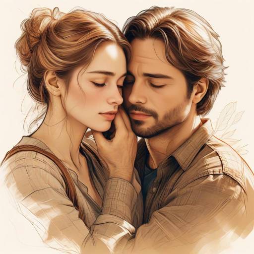 Intimate Embrace in Digital Sketch Style