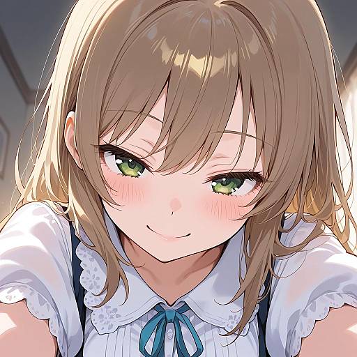 Confident Girl in Blouse with Smirk