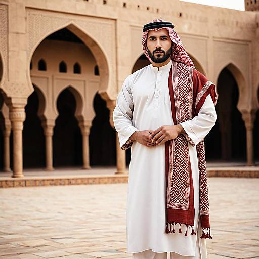 Middle Eastern Man in Traditional Muslim Dress