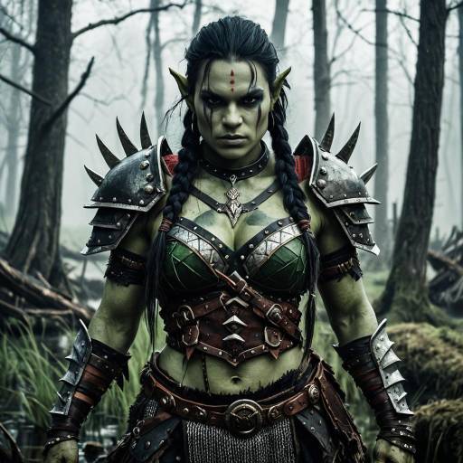Fierce Female Orc in Misty Swamp
