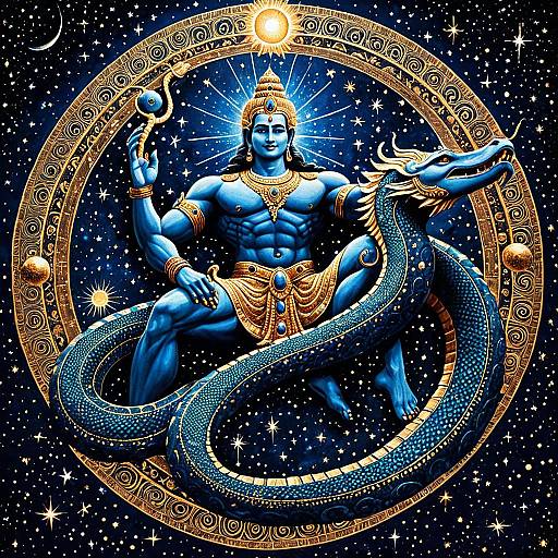 Vishnu as Cosmic Guardian on Serpent Ananta