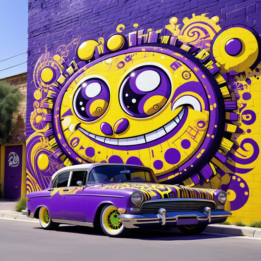 Whimsical Cartoon Roadside Graffiti Design