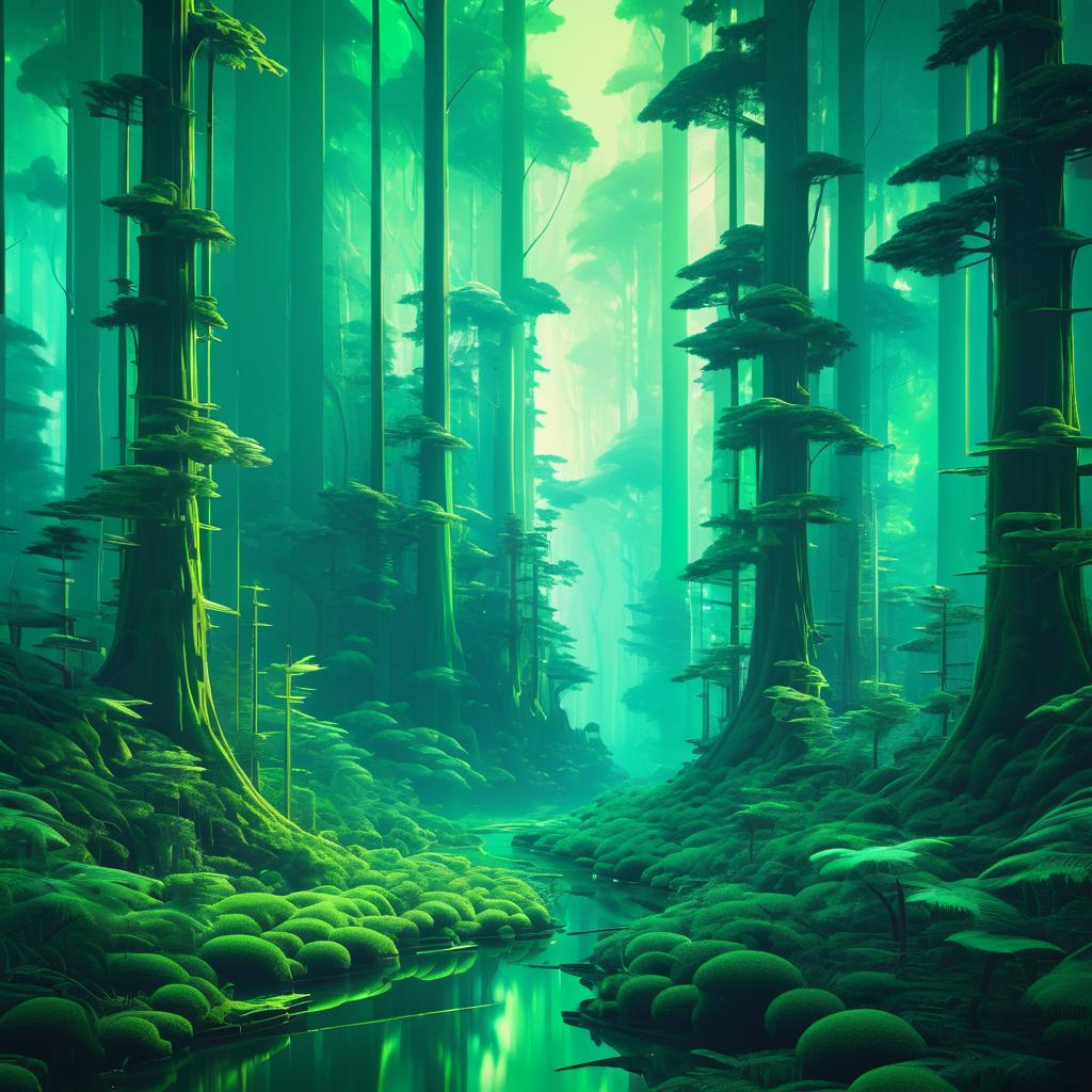 Vibrant Mystical Forest Abstract Artwork