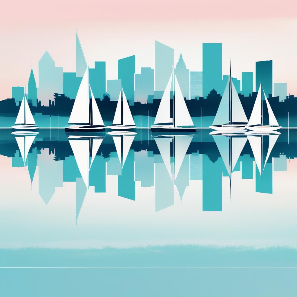 Minimalist Collage of Serene Waterfronts