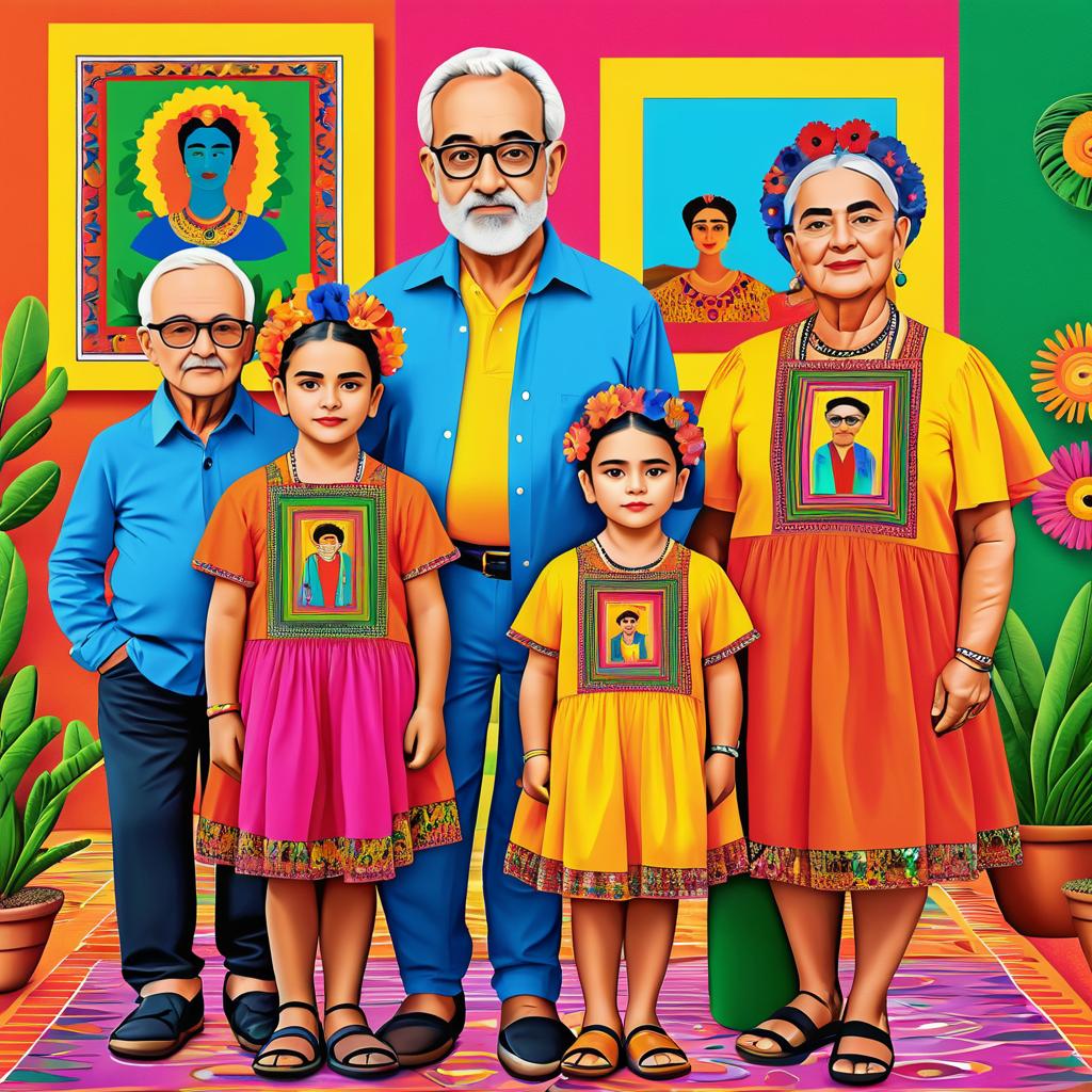 Vibrant Family Portrait Inspired by Kahlo