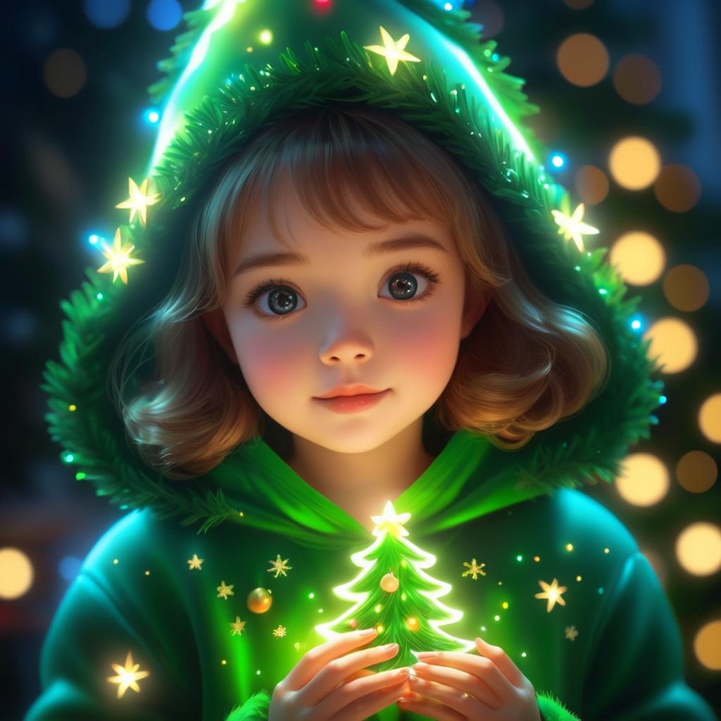 Charming Glowing Christmas Tree Character Art