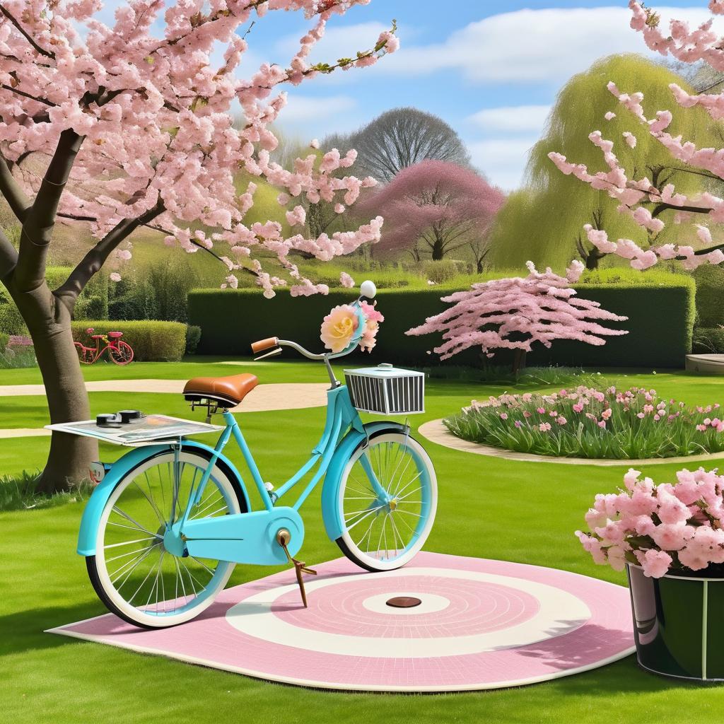 Art Deco Bicycle in Blossom Garden