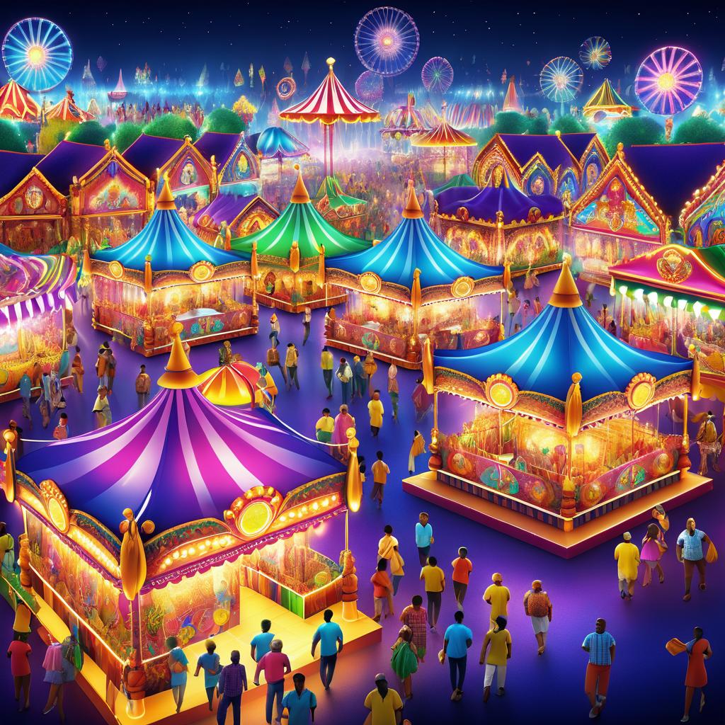 Vibrant Carnival Scene in Festive Park