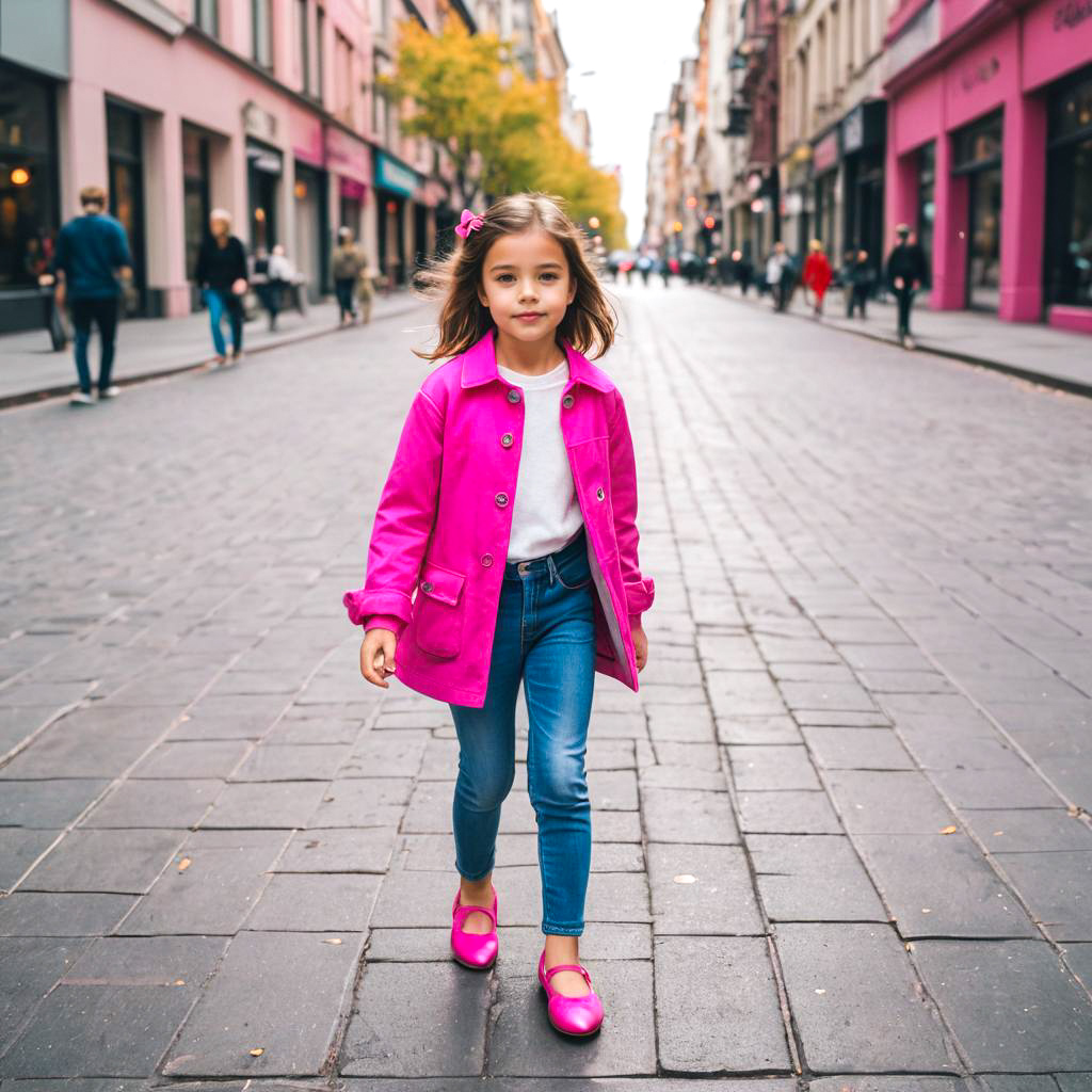 Charming Girl in Pink Ballet Flats