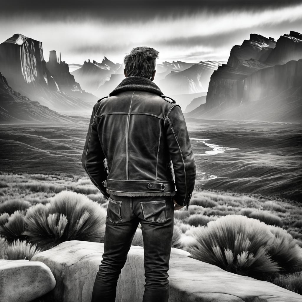 Rugged Explorer in Dramatic Landscape