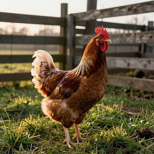 Rustic Farmyard Hen at Sunrise
