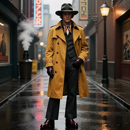 70s Film-Noir Detective Trench Ensemble