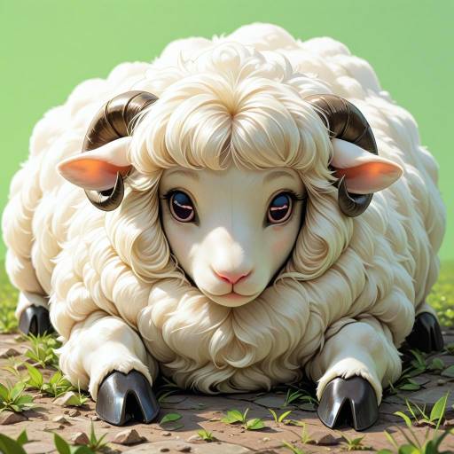 Playful Sheep Relaxing in Greenery Playful Sheep Relaxing in Greenery