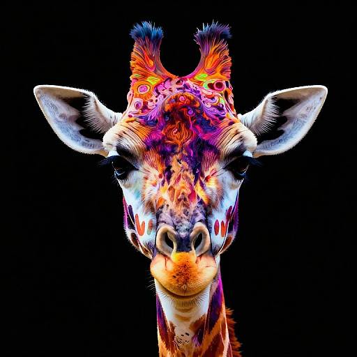 Neon Symmetrical Giraffe Face Art