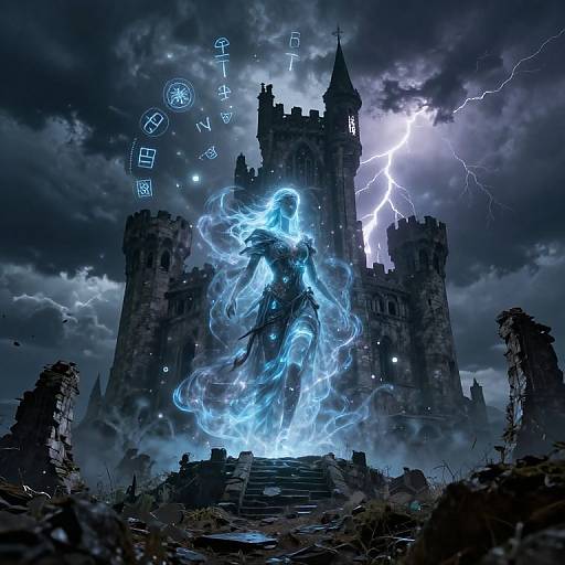 Ghostly Apparition at Ruined Castle