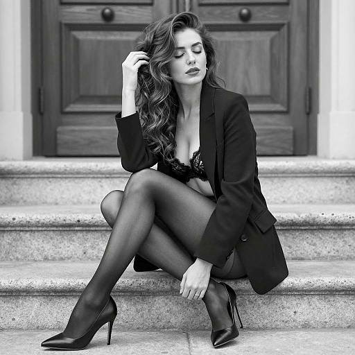 Seductive Elegance on Stone Steps