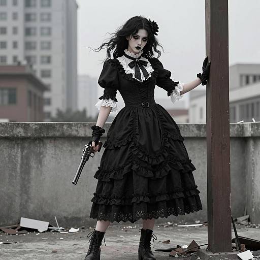 Gothic Victorian Woman with Gun
