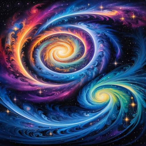Fantasy Swirling Galaxy with Vibrant Stars