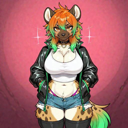 Furry Hyena Girl with Colorful Hair