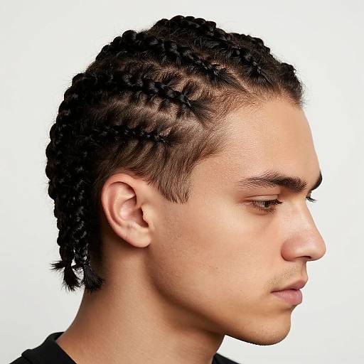 Elegant Men's Cornrow Braids Close-Up