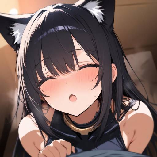 Blushing Girl with Cat Ears