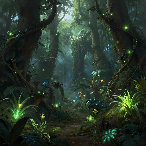 Futuristic Bioluminescent Forest Scene