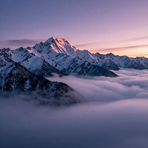 Ethereal Snow-Capped Mountain Twilight
