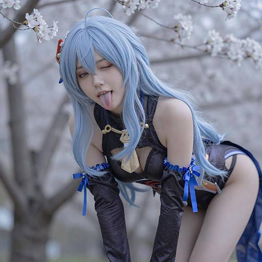 Surreal Blue-Haired Cosplay Portrait