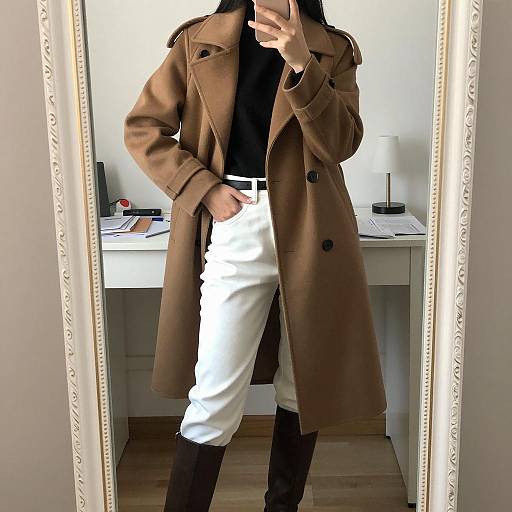 Stylish Woman's Mirror Selfie in Sepia