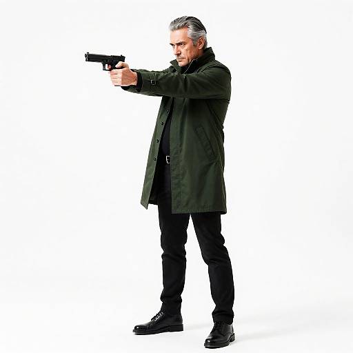 Intense Middle-Aged Man with Handgun