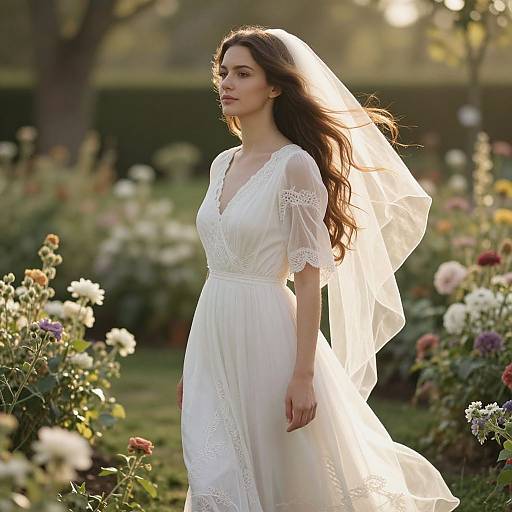 Serene Woman in Sunlit Garden
