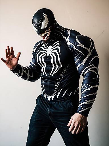 Man in Realistic Venom Costume