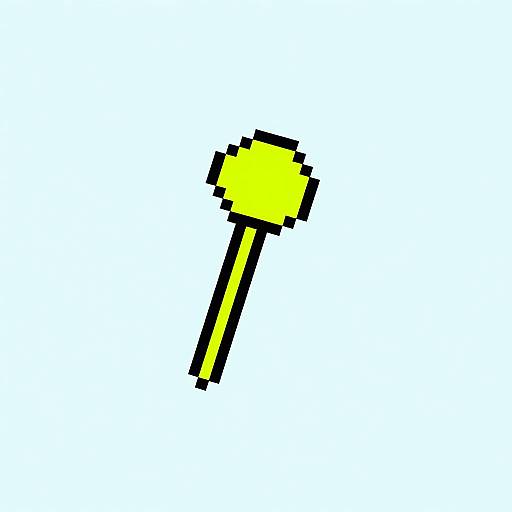 Pixel art of a bright yellow, black-bordered key with a black handle, set against a plain white background. Simple, bold design.