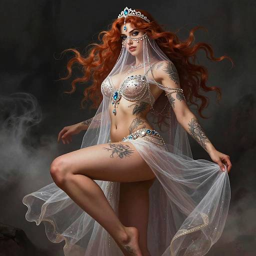 Gorgeous Ginger Fantasy Belly Dancer Undressing