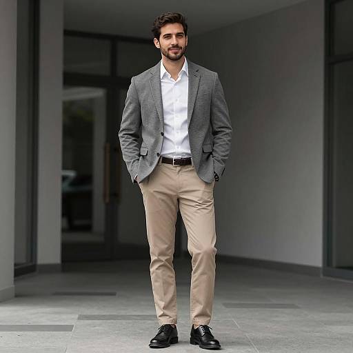 Stylish Male Interview Outfit in Urban Setting