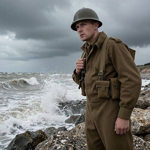 WWII Soldier on Normandy Coast