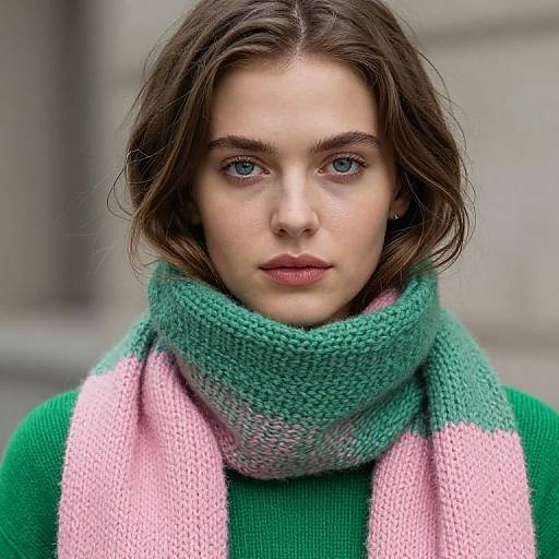 Girl with Blue Eyes in Cozy Scarf