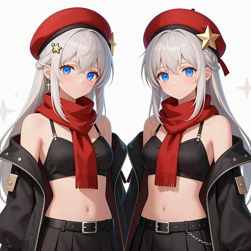 Anime Duo with Serene Expressions and Style