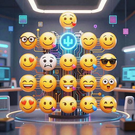AI Emoji Artist in Futuristic Lab
