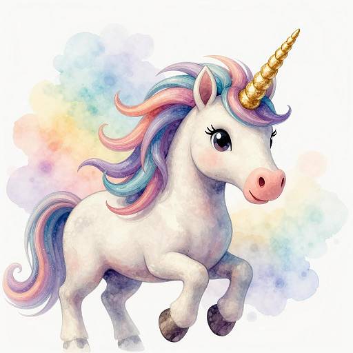 Mystical Unicorn in Vibrant Watercolor Art