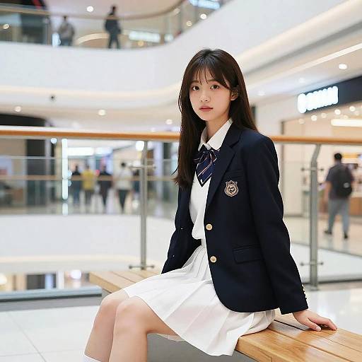 Photorealistic Schoolgirl at Mall