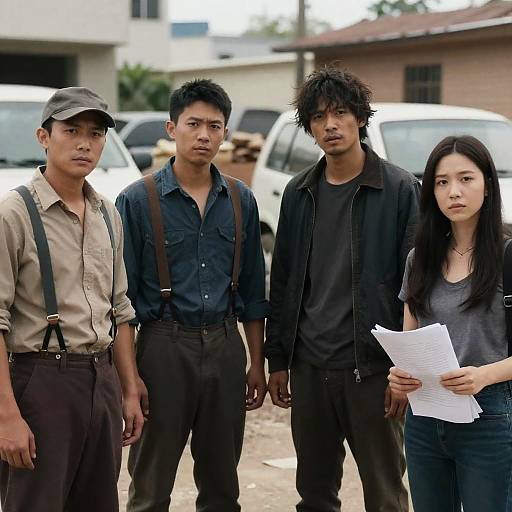 Group of Four People Standing Outdoors