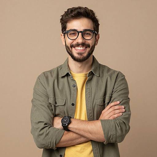 Friendly Young Man Portrait Against Beige